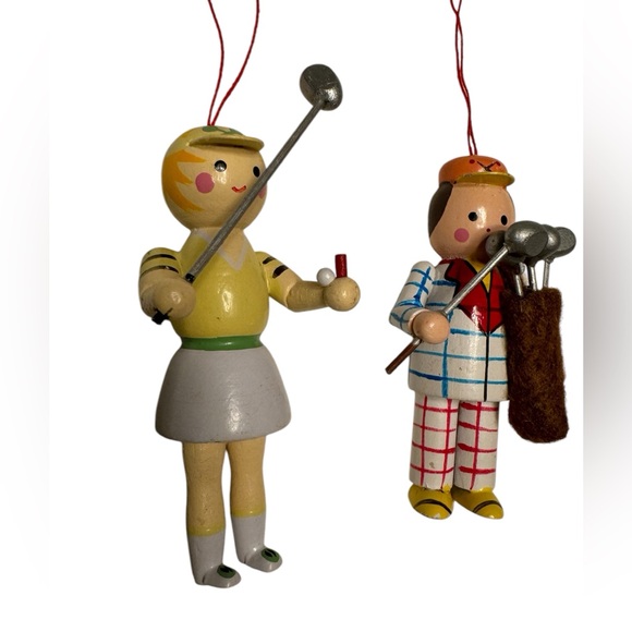Other - Vintage Golfers Wooden Christmas ornaments